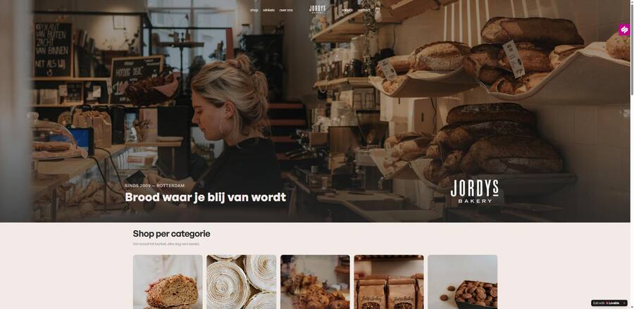 Screenshot van jordysbakery.nl